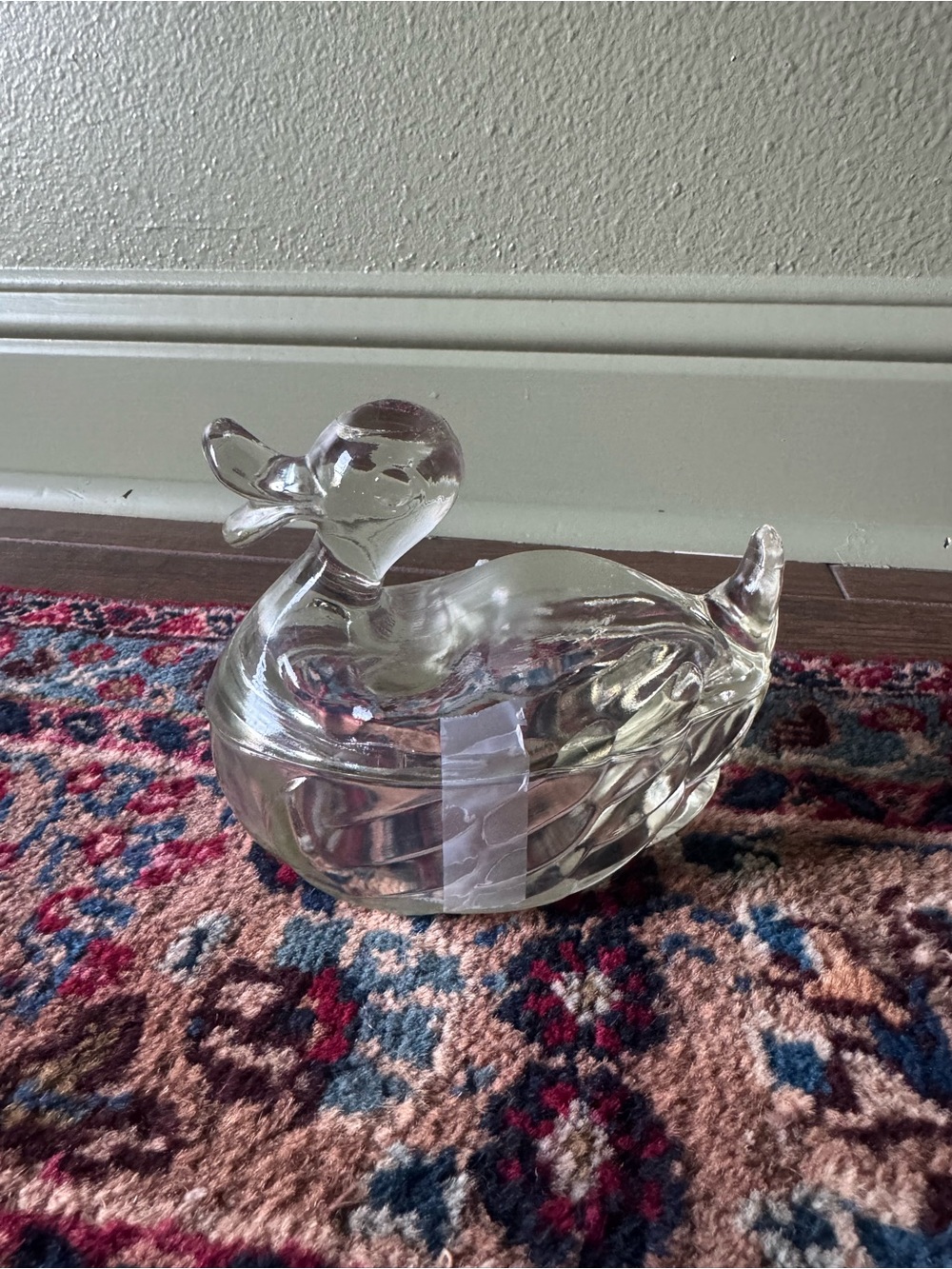 VTG Jeanette 1950's Clear Glass Duck Trinket/Candy Dish